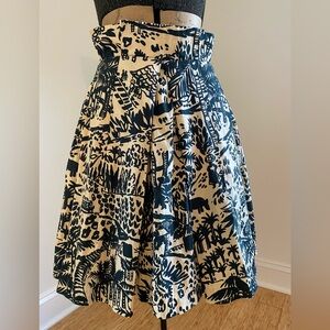 Anthropologie Cream and Green Printed Skirt